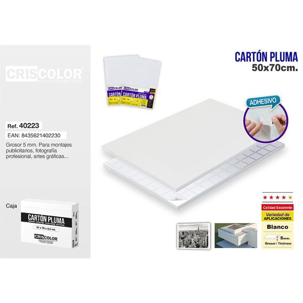 [40223] carton pluma 50x70cm blanco adhesivo