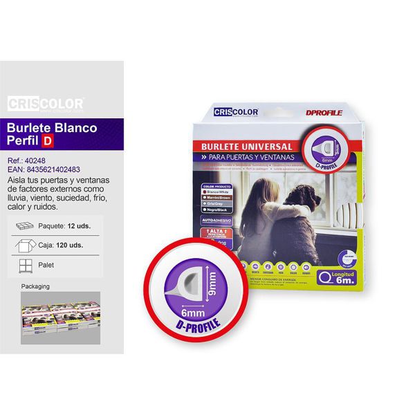 [40248] burlete d-profile blanco 6m