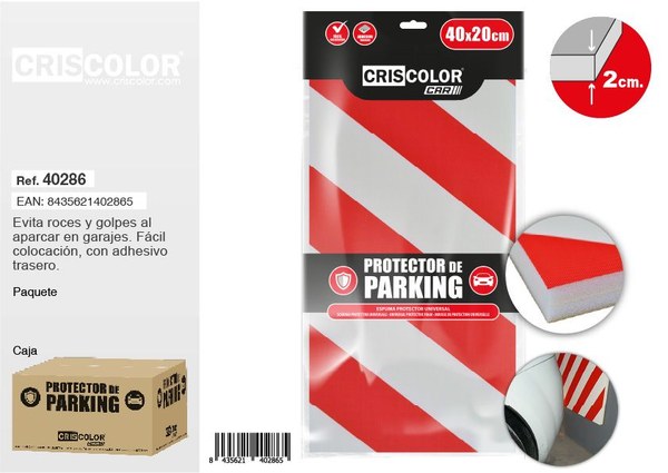 [40286] protector parking 40x20cm blanco/rojo
