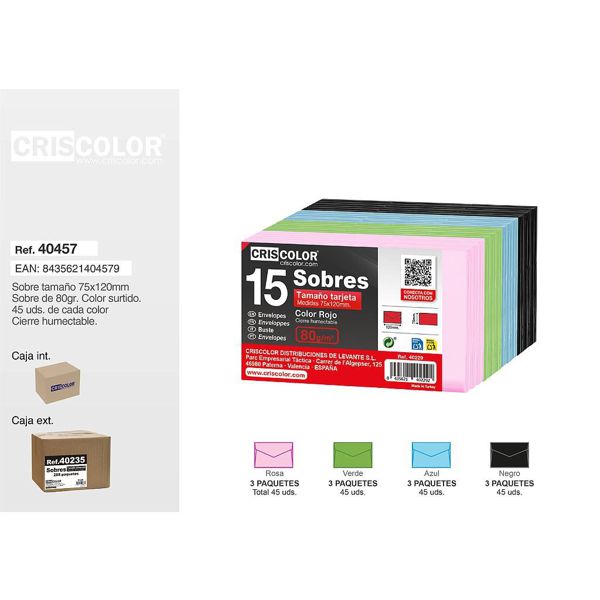 [40457] sobres tarjeta75x120mm surtido