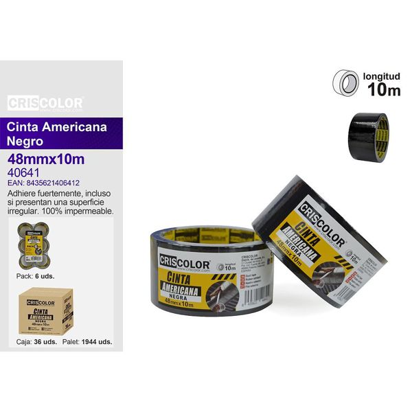 [40641] cinta americana 48mmx10m negro
