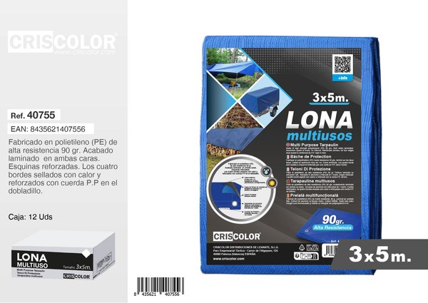 [40755] lona multiuso 3x5m azul