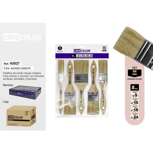 [40937] set 5 paletinas madera cerda pro 20-30-40-40-50