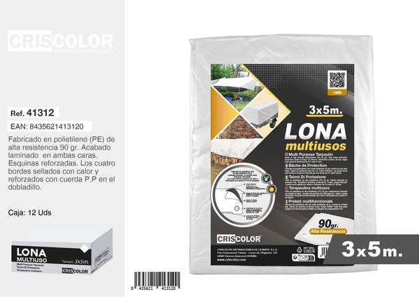 [41312] lona multiuso 3x5m blanca