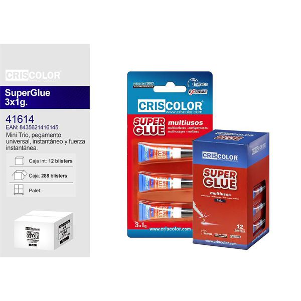 Super glue multiusos 3x1g