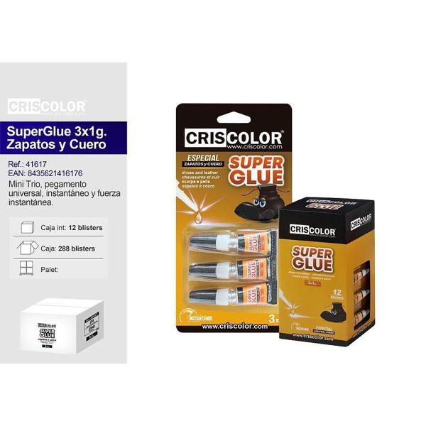 Super glue zapatos c/cuero 3x1g
