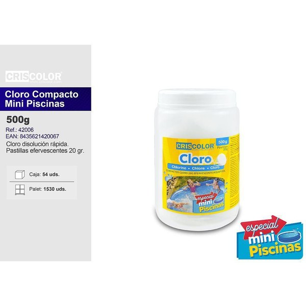 [42006] cloro compacto efervescentes 500g mini piscinas