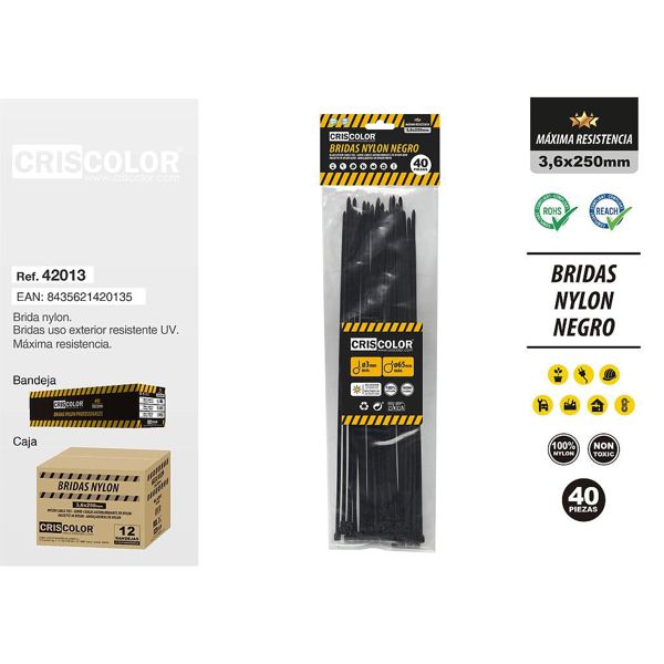 [42013] bridas nylon negro 3,6x250mm4opcs