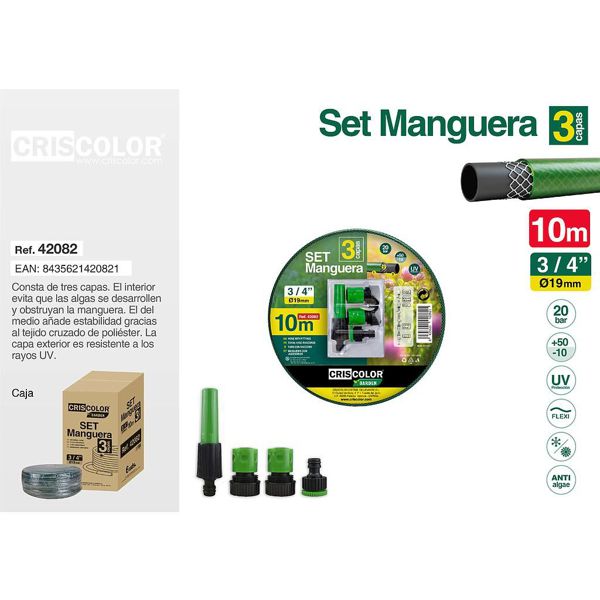 [42082] set manguera 10m 3/4"