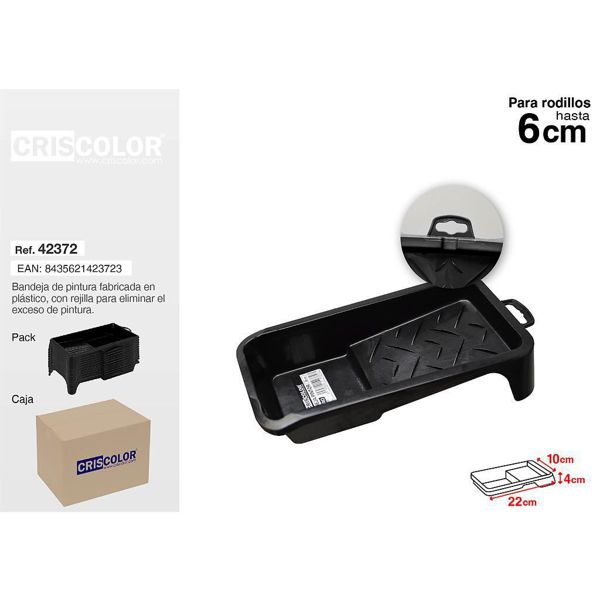 [42372] bandeja pintor rodillo 6cm negra