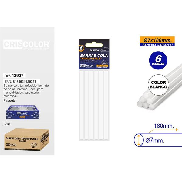 [42927] barra silicona blanca ø7x180mm 6uds