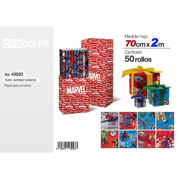 [43023] papel regalo 70cmx2m surtido marvel