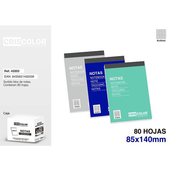 [43203] surtido notebook cuadricula 80h 85x140mm