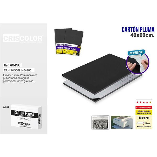[43496] carton pluma40x60 negro adhesivo