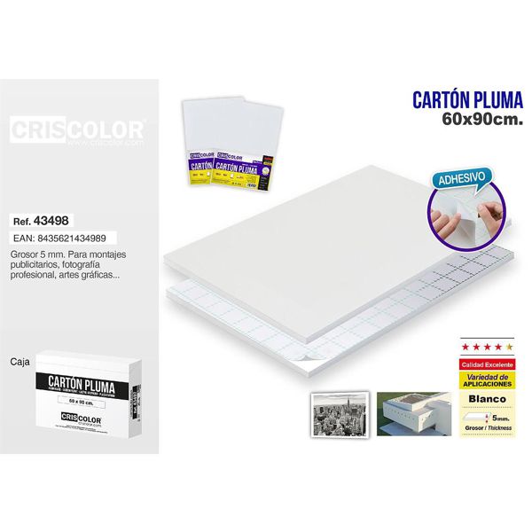 [43498] carton pluma 60x90 blanco adhesivo
