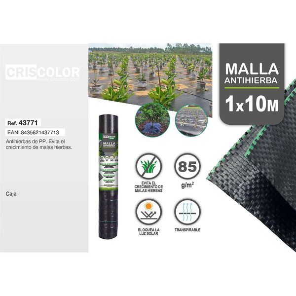 [43771] malla anti hierbas 1x10m negra
