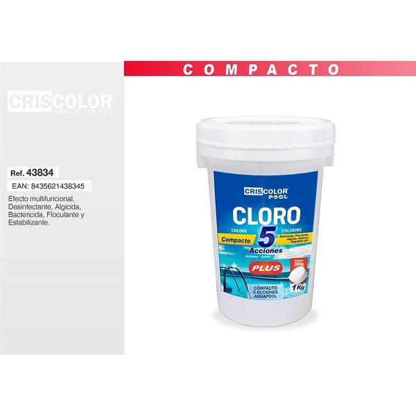 [43834] cloro compacto 5 acciones 1kg plus