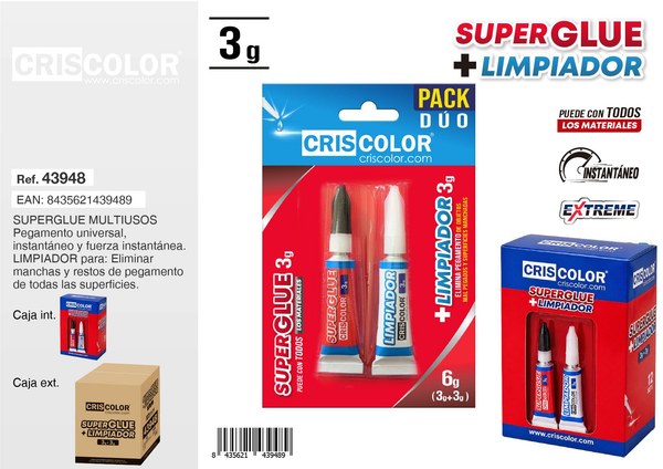 [43948] super glue multiusos 3g + limpiador 3g