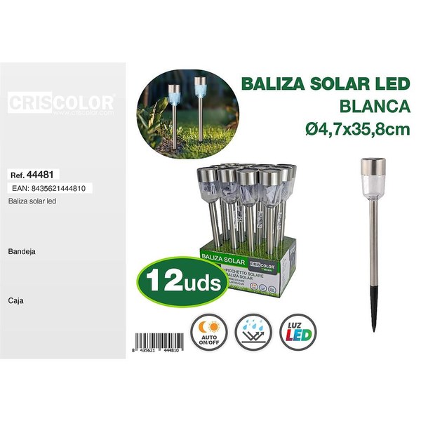 [44481] baliza solar jardin led blanca ø4,7x35,8cm
