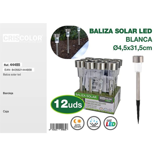 [44485] baliza solar jardin led blanca ø4,5x31,5cm