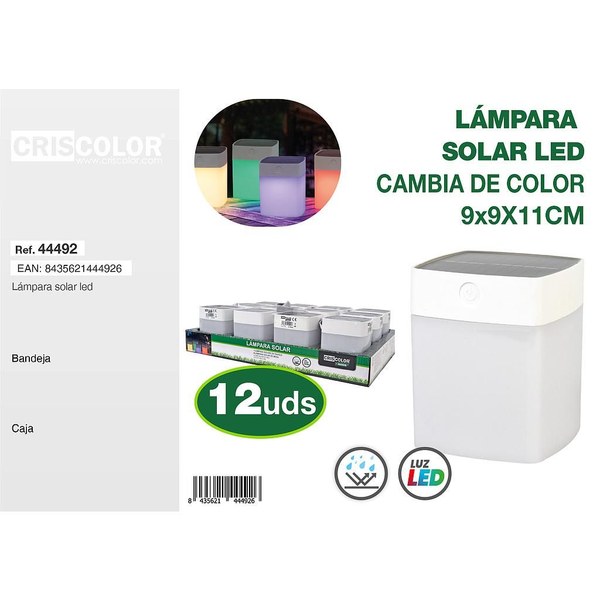 [44492] lampara solar sobremesa led cambio de color 9x9x11cm