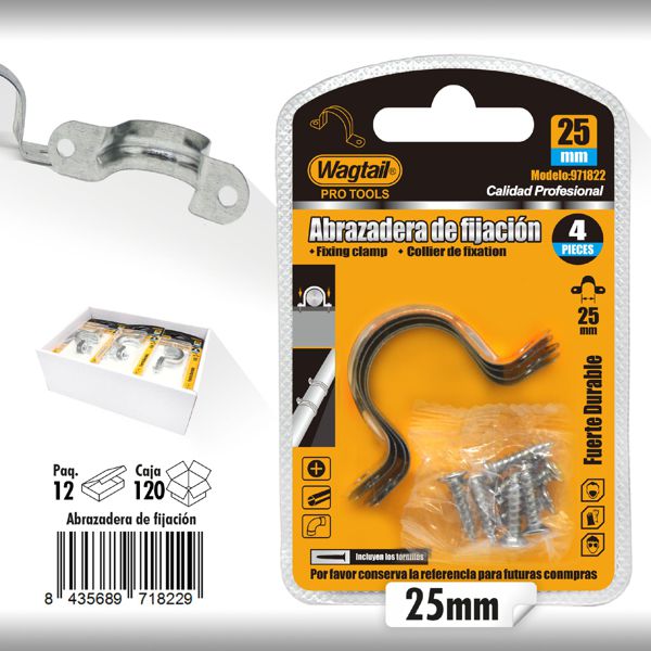 Abrazadera de fijacion 25mm 4pcs