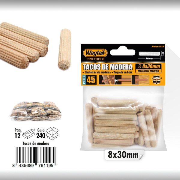 Taco de madera 8x30mm