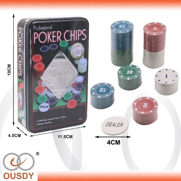 Juego de poker 100fichas caja metalica rectangular