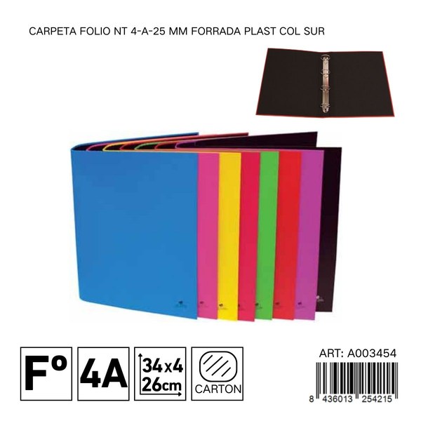 Carpeta folio nt 4-a-25 mm forrada plast col sur