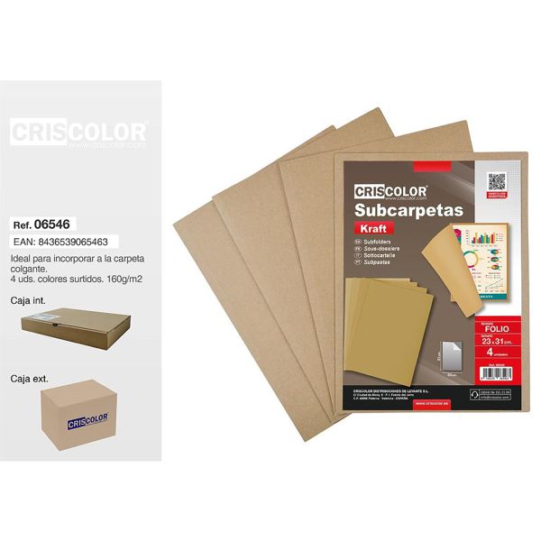 [06546] subcarpetas folio kraft 4 uds