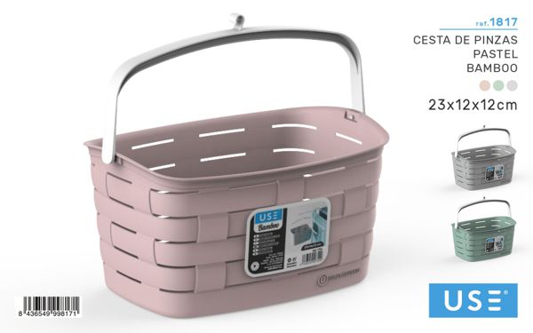 Cesta de pinzas pastel serie bamboo