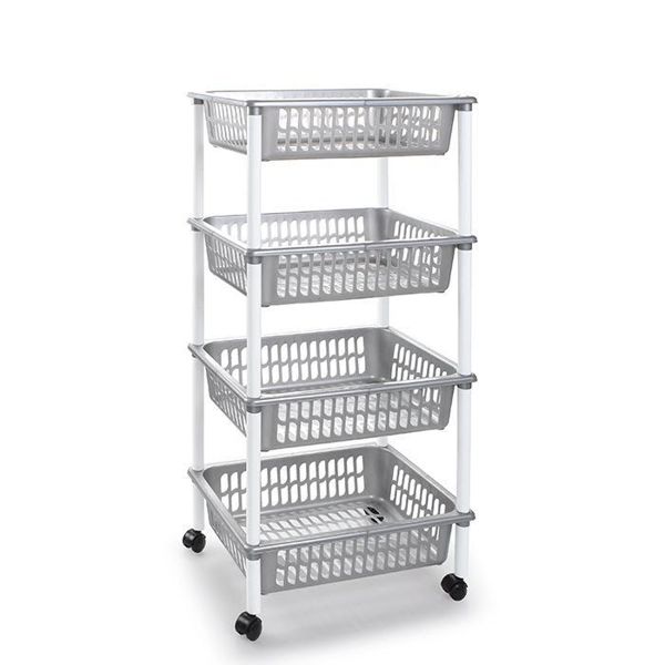 Carrito 4 cestas plata
