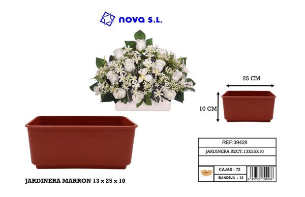 Jardinera rectangular 13x25 cm marron