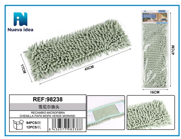 Recambio microfibra chenilla para mopa verde