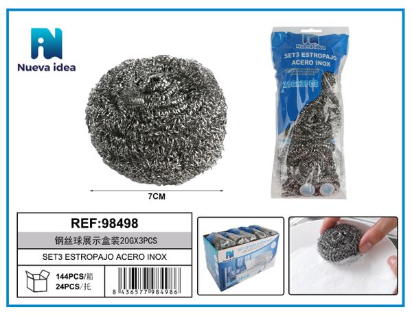 Set 3 estropajo acero inox