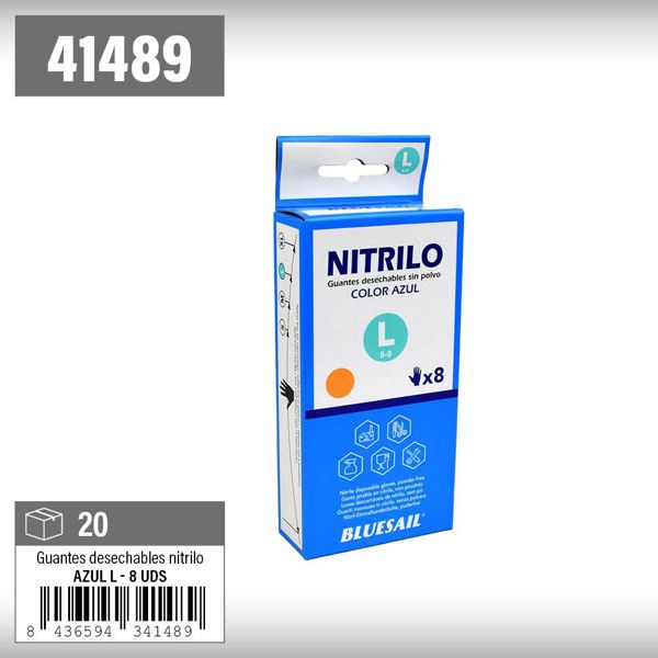 Bluesail nitrilo 8u azul l