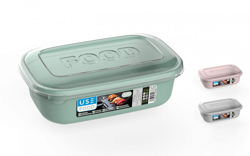 Fiambrera rectangular 0,9l serie food - base pastel