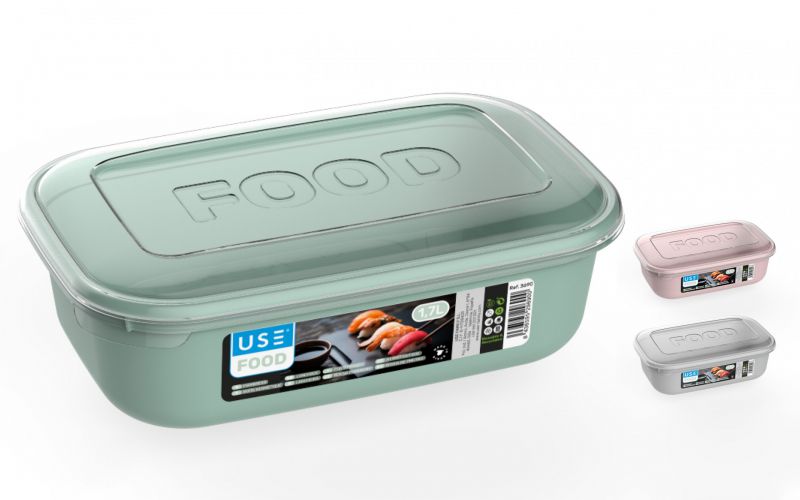 Fiambrera rectangular 1,7l serie food - base pastel