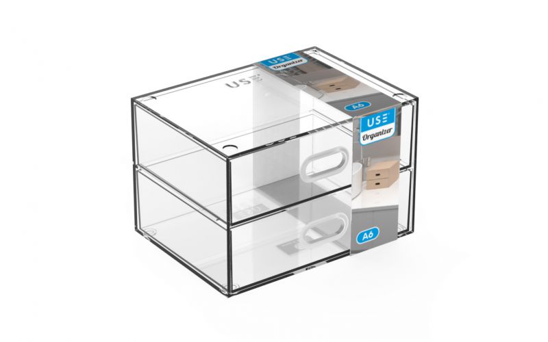 Cajonera organizer a6 - 2 cajones - transparente