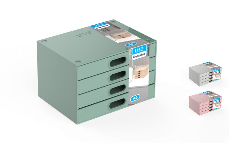 Cajonera organizer a6 - 4 cajones - pastel