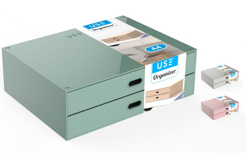 Cajonera organizer a4 - 2 cajones - pastel