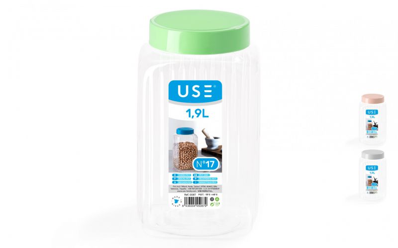 Tarro cuadrado 1.9 l. pet pastel