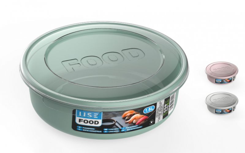 Fiambrera redonda 1,5l serie food - base pastel