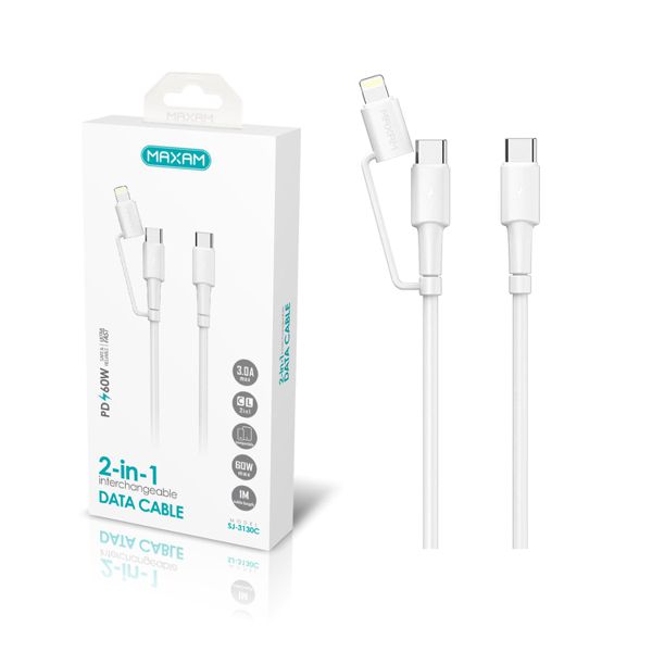 SJ-3130C Blanco 2 en 1 Tipo C a Tipo C(PD6OVV) Clavija intercambiable