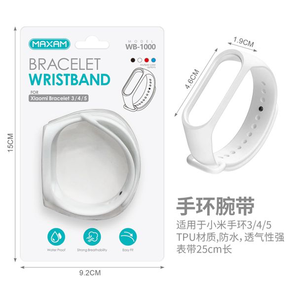 WB-1000 Blanco Xiaomi Universal Mi 3 / Mi 4 TPU Wristband