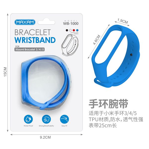 WB-1000 Azul Xiaomi Universal Mi 3 / Mi 4 TPU Wristband