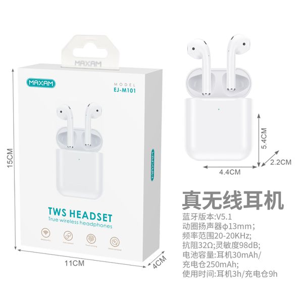 EJ-M101 Auricular Bluetooth TWS blanco V5,1 250mAh
