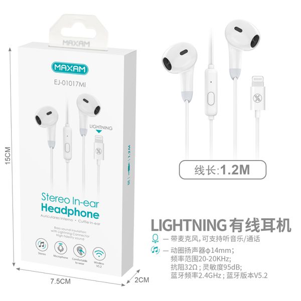 EJ-01017MI Auricular bluetooth estéreo gris con micrófono 1.2M bocina magnética blanca