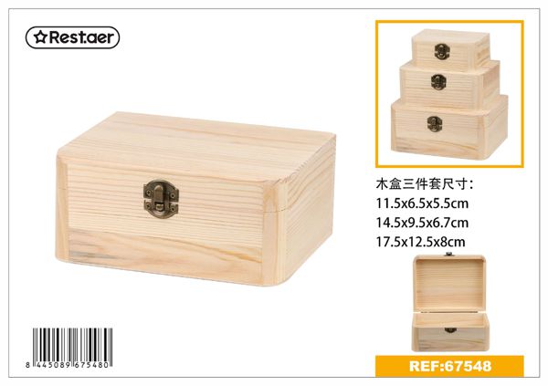 Set de caja madera 3pcs