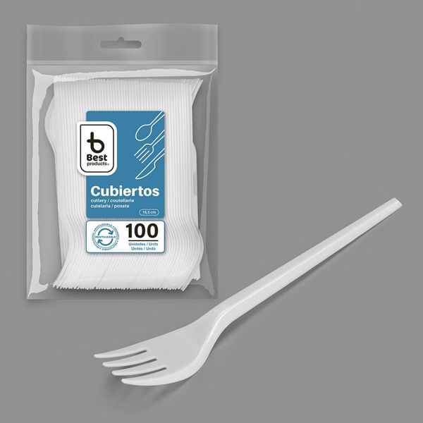 S/100 tenedor reut. blanco 16,5 cm ps